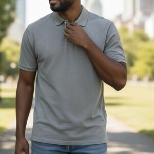 Old Navy Uniform Pique Polo Shirt Classic Fit Short Sleeve Grey Mens XXL